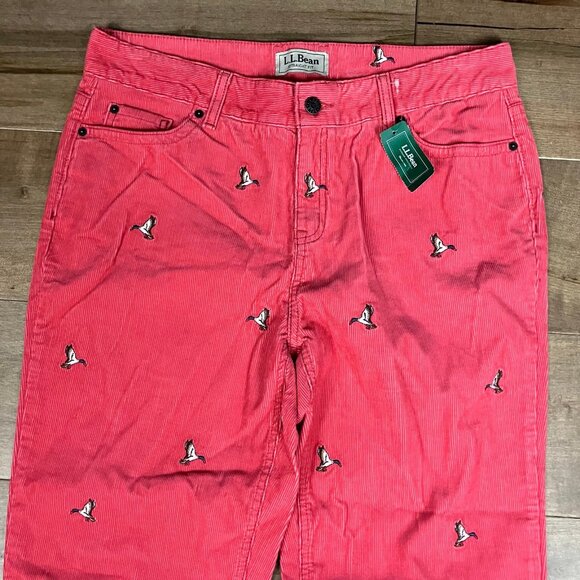 L.L. Bean Women’s Size 14 Reg Straight Pink Corduroy Pants Embroidered Ducks NWT - Picture 3 of 12